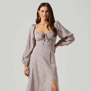 ASTR The Label Floral Long Sleeve Back Cut Out Midi Dress | Size XS
